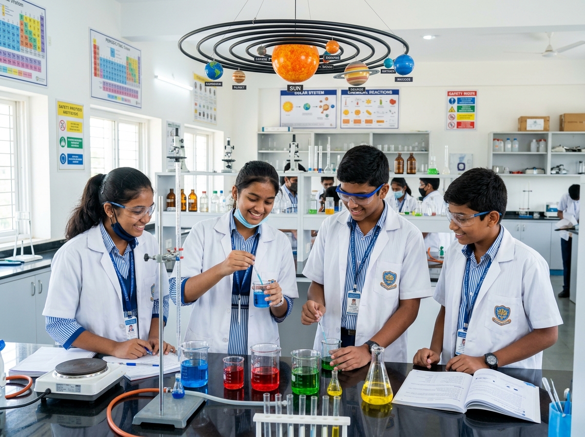 Students conducting science lab experiment